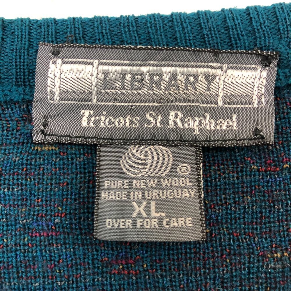 Tricots St. Raphael Library Green Wool Sweater Size XL - Picture 4 of 5